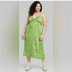 Wild Fable, Green Zebra Print, Long Summer Dress, Open Back